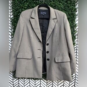 Evan Picone Classic Black and White Checkered Blazer